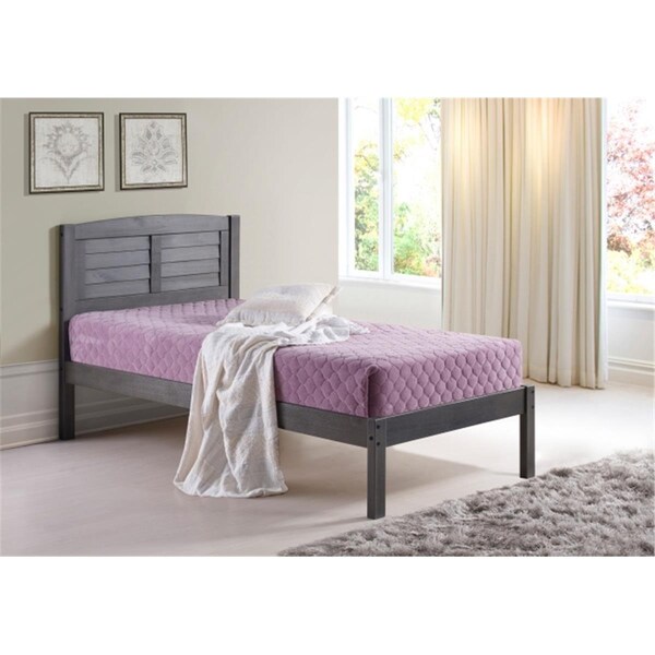 Fixturesfirst PD-212TAG Twin Size Louver Bed - Antique Grey FI469499 - main
